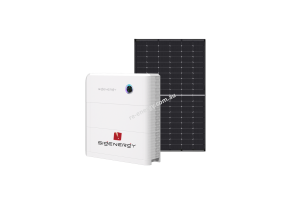 Small 3-phase off-grid solar system with 10kW inverter, rooftop panels, and 16kWh battery on a rural site.