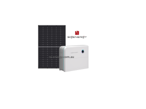 Small grid-connected solar and battery system with 5kW hybrid inverter and 8kWh battery at a residential home.